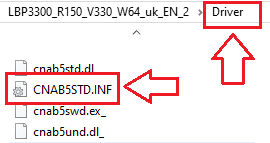 압축을 해제한 폴더를 열고, 다음 파일이 있는지 확인합니다. ...\Driver\CNAB5STD.INF