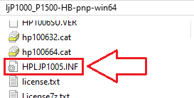 압축 해제 폴더 안의 HPLJP1005.INF 파일