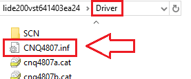 Driver 폴더에서 CNQ4807 파일을 찾으세요
